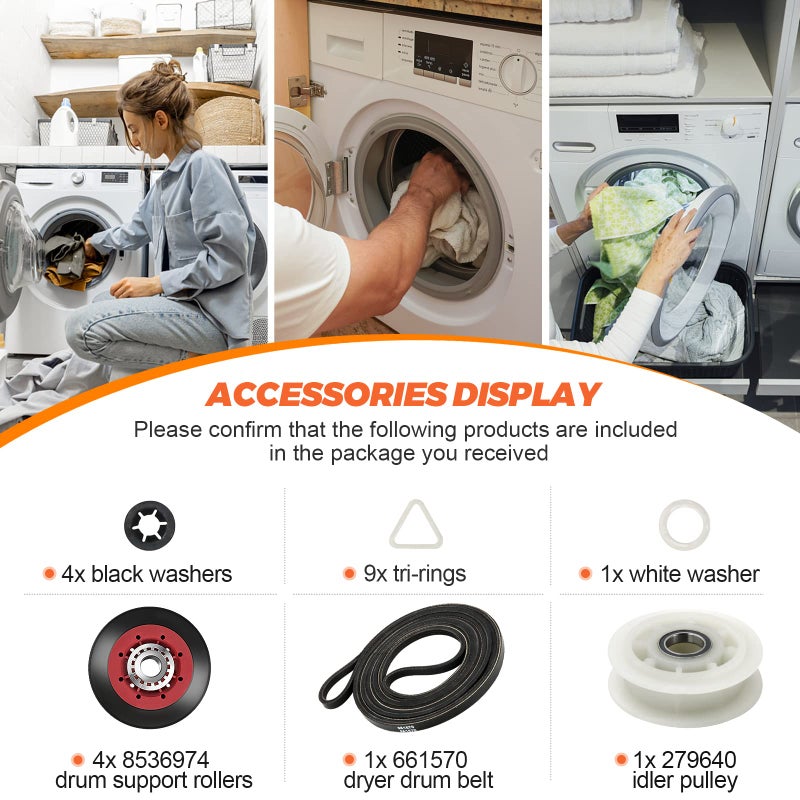Beaquicy ã€ðŸ®ðŸ¬ðŸ®ðŸ² ð—¨ð—½ð—´ð—¿ð—®ð—±ð—²ð—±ã€‘4392067 Dryer Repair Maintenance Kit - Exact fit maytag,Kenmore and Whirlpool dryer repair kit replacement, Includes WPW10314173 Drum Roller & 661570V & 279640 Idler Pulley - Image 5
